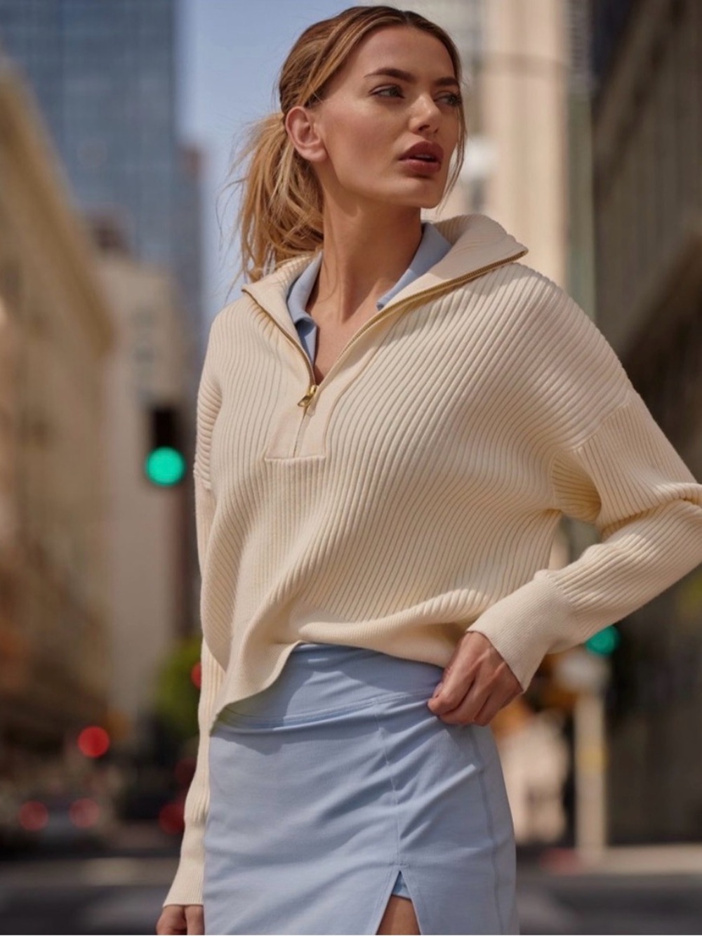 Varley Janie Half-Zip Knit Sweater